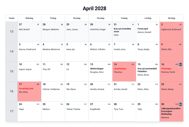 förhandsgranskning av kalendern