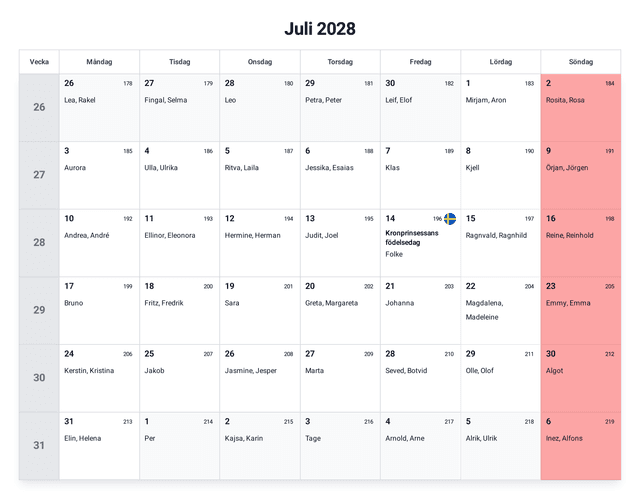 förhandsgranskning av kalendern